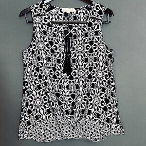 Love Stitch White & Black Patterned Drawstring Tunic Small